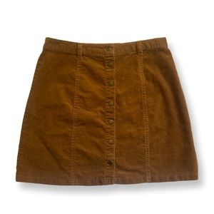 Medium Brown Corduroy Button Up Mini Skirt Forever 21